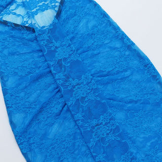 Slit hollow out lace ruched tube cut out maxi dress