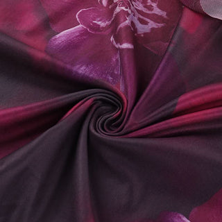 Irregular v neck flower print ruffle slit midi skirt set