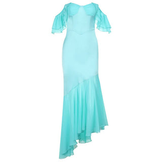 Ruffle ruched irregular tube maxi dress