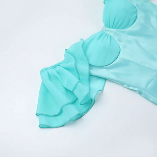 Ruffle ruched irregular tube maxi dress