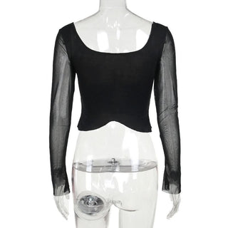 Long sleeve lace ruched self tie crop top