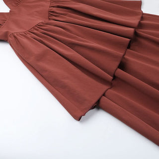 Ruched deep V neck smocked cami maxi dress