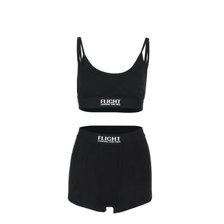 U neck letter pattern backless cami pant set