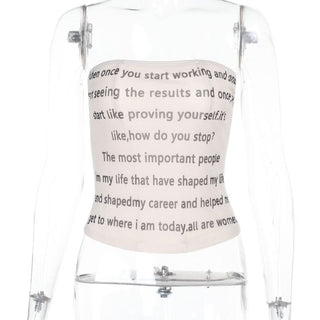 Mesh letter print contrast tube top