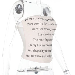Mesh letter print contrast tube top