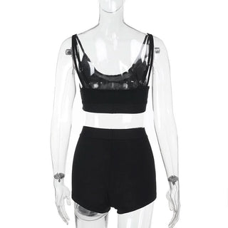 U neck letter pattern backless cami pant set