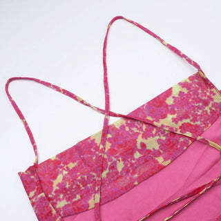 Cross back self tie cowl neck print mini dress