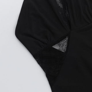 One shoulder lace hollow out irregular cut out mini dress