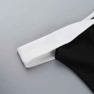 Off shoulder zip-up contrast tube mini dress