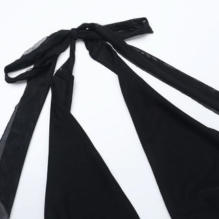 Halter self tie deep v neck slit ruched mini dress