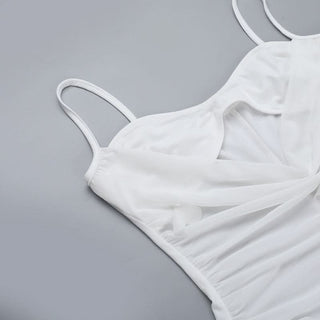 Ruched hollow out flower applique cami cut out maxi dress