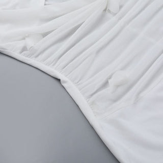 Ruched hollow out flower applique cami cut out maxi dress