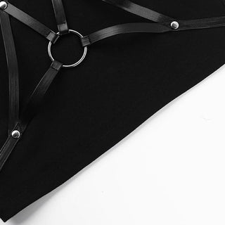 Crewneck o ring PU leather solid top