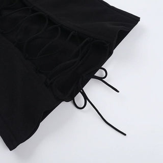 Hollow out lace up backless tube cut out top