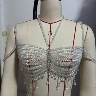 Halter beaded backless cami top