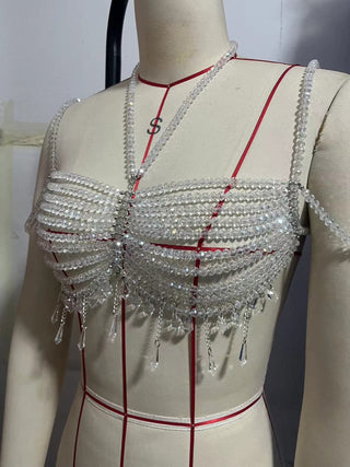 Halter beaded backless cami top