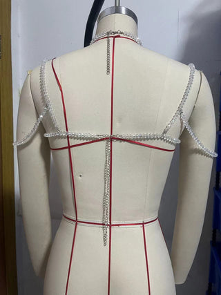 Halter beaded backless cami top