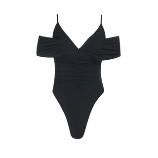 Ruched v neck hollow out cami bodysuit