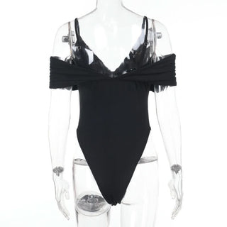 Ruched v neck hollow out cami bodysuit