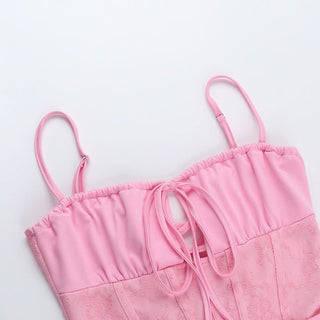 Hollow out lace up ruched square neck cut out mini dress