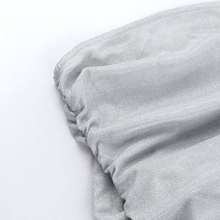 Ruched bowknot backless tube mini dress