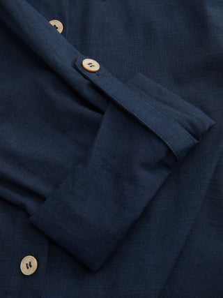 Linen-blend Linen-blend Collar Knotted Roll Hem Oversized Jumpsuit For Work