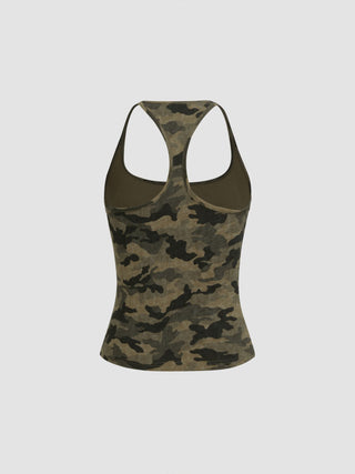 Cotton-blend Camo Cami Top