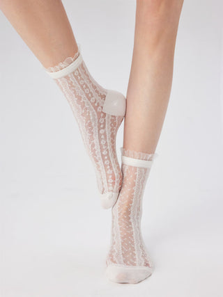Fabric JACQUARD & LACE CREW SOCKS For Daily Casual Date Party/Clubbing Vacation