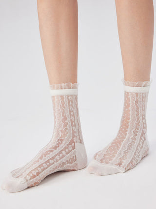 Fabric JACQUARD & LACE CREW SOCKS For Daily Casual Date Party/Clubbing Vacation