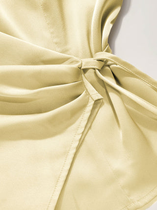 Satin Collar Knotted Shirt