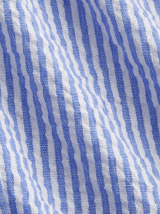 Cotton-blend Polo Neck Stripe Knotted Blouse