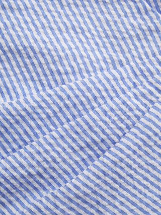 Cotton-blend Polo Neck Stripe Knotted Blouse