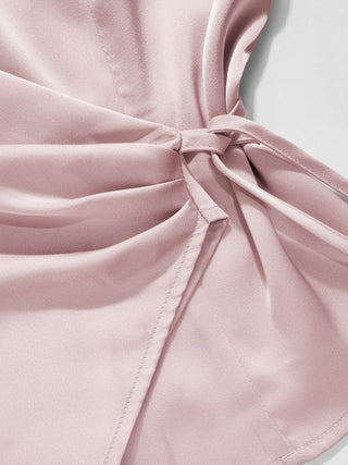 Satin Collar Knotted Shirt
