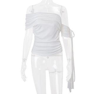 Ruched irregular ribbon solid tube top