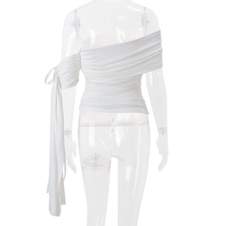 Ruched irregular ribbon solid tube top