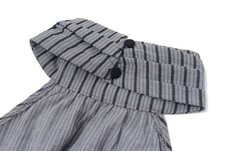 Striped halter ruched smocked maxi dress