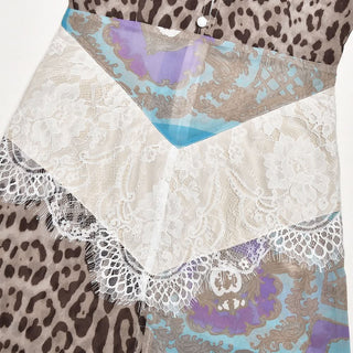 Zip-up slit button lace chiffon cami maxi dress