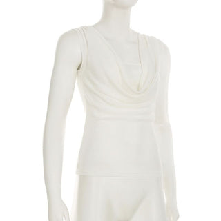 Cowl neck ribbed sleeveless solid top