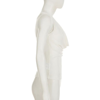 Cowl neck ribbed sleeveless solid top