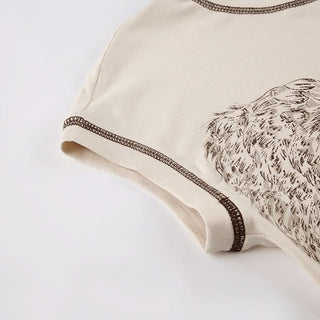 Stitch print crewneck short sleeve top