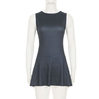 Polka dot crewneck contrast mini dress