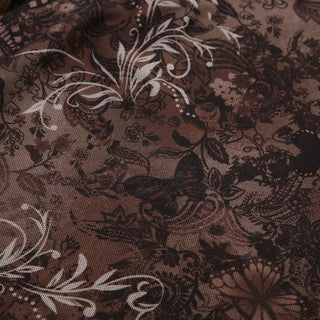 Halter o ring ruched print beaded mesh top