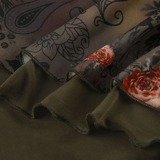 Irregular flower print mesh tube top