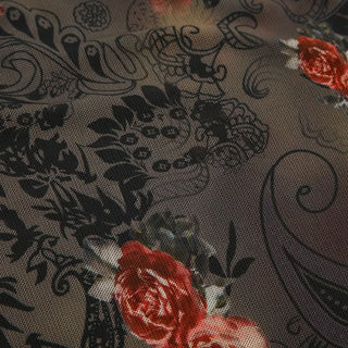 Irregular flower print mesh tube top