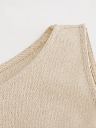 Linen-blend Beaded Knotted Ruched Tank Top