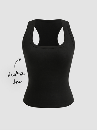 Built-in Bra Square Neck Tank Top