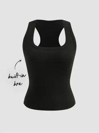 Built-in Bra Square Neck Tank Top