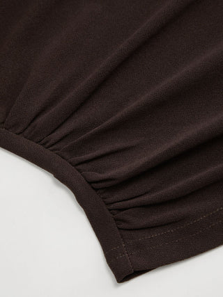 Jersey Boat Neck Asymmetrical Hem Ruched Tank Top For Daily Casual Work