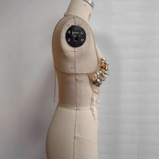 Halter metal chain beaded cami top