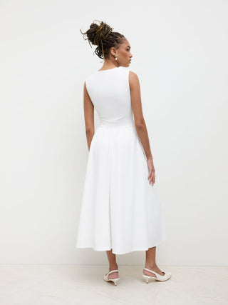 Round Neckline Ruched Maxi Dress